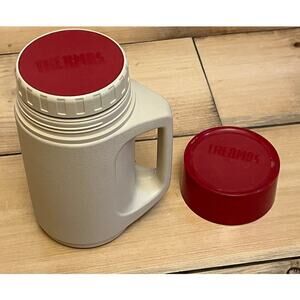 Vintage 1980s Plastic Thermos Model 4215 w/Red Cap Soup/Coffee Container Camping